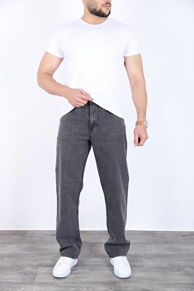 MYRAB DENİM Men's Dark Grey Baggy Jeans Wide Fit Comfortable Casual & Streetw...