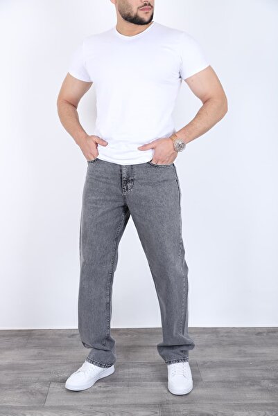 MYRAB DENİM Men's arsenic grey baggy jeans - relaxed fit, casual & streetwear...