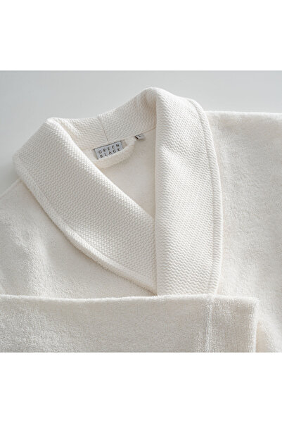 Green Black Lara Men's Bathrobe 100% Cotton Jacquard Cream