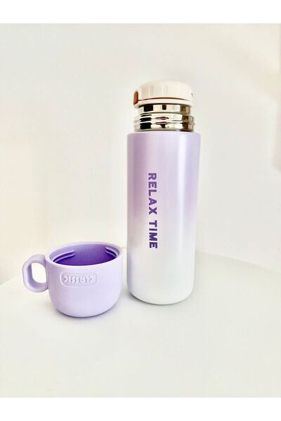 OSD Termos/Cană Termică 2 în 1, Perete Dublu, Mov, 500 ml + cadou