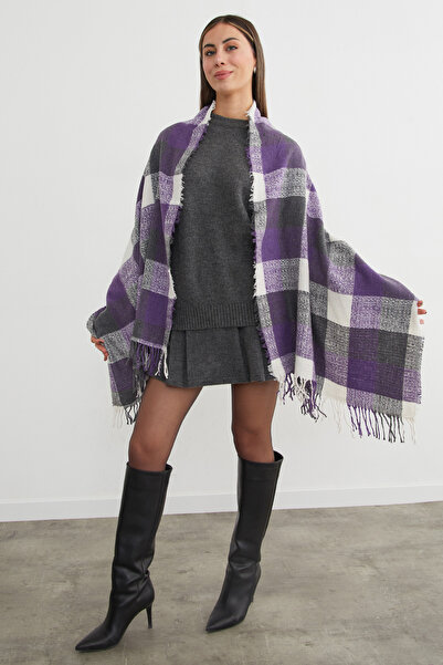 Fulla Moda Plaid Patterned Soft Textured Shawl