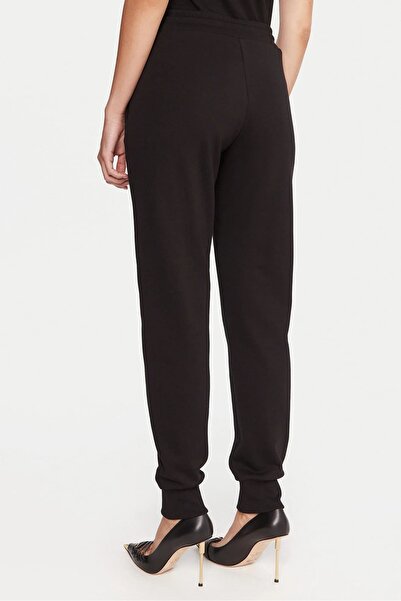 Versace Women's Regular Fit Embroidered Letter Logo Elasticated Cuffs Sweatpants - Black/Gold Yellow