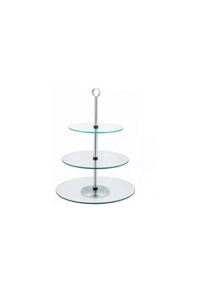 Kinghoff Cake stand, cookies, 3 tiers, glass, 30x25x20cm,