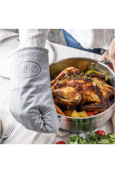 Kinghoff Manusa bucatarie, termorezistenta, pentru cuptor, gri,