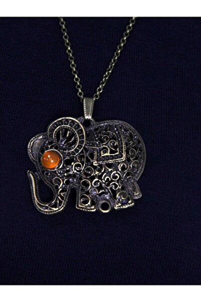 esha Natural Stone Agate Natural Stone Elephant Model Ancient Women's Necklac...