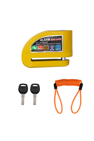 GP KOMPOZİT DSK003 Universal Alarmlı Motosiklet Disk Kilidi Sarı