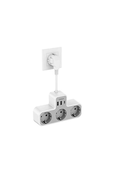 TESSAN Priza Multipla TS-323X-C, Cablu 15m, 3 Prize, 1 port USB-C, 2 Porturi ...