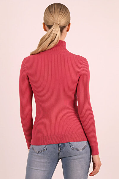 armonika Pulover de tricotat cu un singur umăr, cu gât roșu, fucsia, pentru femei ARM-26K136067