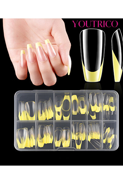 Youtrico 120 قطعة من أطراف فن الأظافر الفرنسية الطويلة الشفافة، مجموعة أظافر ...