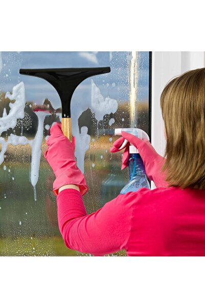 SEPIO Racleta pentru geam cabina de dus, cu maner din lemn, 24x23x5 cm, neagra,