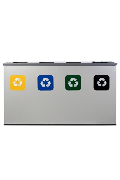 Powerx Waste bin for selective collection, glass, paper, plastic, mixed waste, 4x60 l, gray, Power