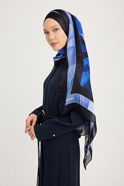 ipekistanbul Aurora Patterned Janjan Shawl - Heavenly Tide - Blue