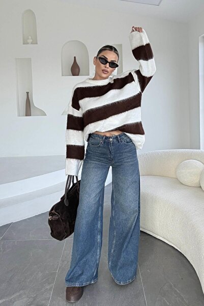 Eswomes Blugi cu picioare extra largi, albastru închis