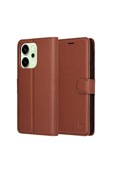 Techsuit Oppo Reno 14 Leather Folio, brown