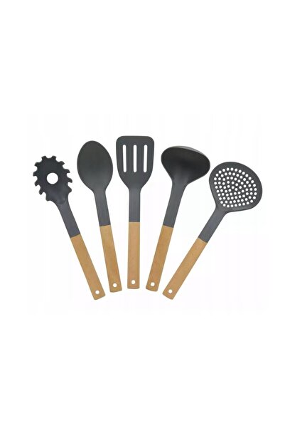 Klausberg Set 5 ustensile de bucatarie, lemn si silicon,