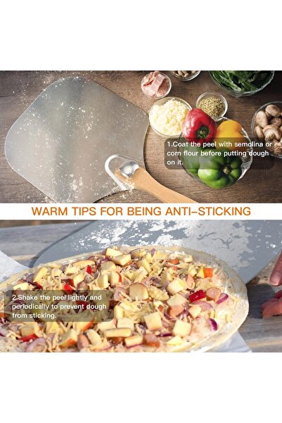 OEM Pizza spatula set, aluminum, 30.5 x 35.6 cm, with wooden handle, knife and slicer included