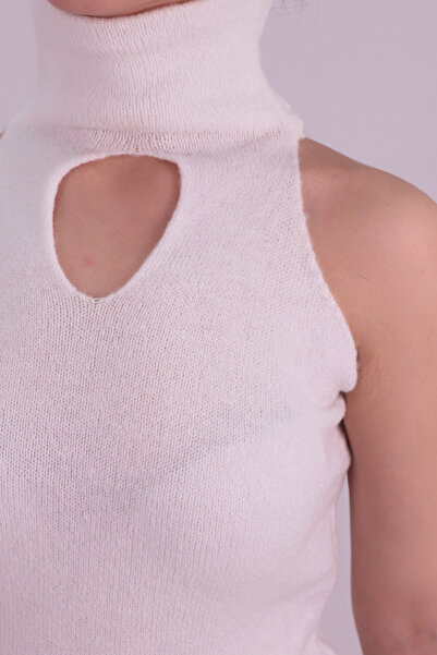 armonika Women's Ecru Sleeveless Knit Dress with Front Window Arm-26K136063