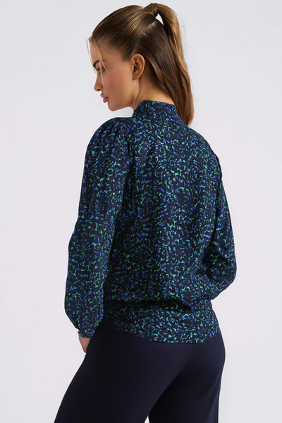 armonika Γυναικεία πράσινο-μπλε μπλούζα με λάστιχο με δέσιμο στο λαιμό ARM-25K001096