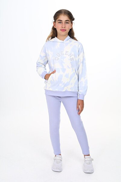 Toontoy طقم بناتي مكون من قطعتين مطبوع بغطاء رأس سويت شيرت بجيوب على الكتف وب...