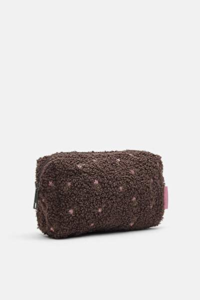 Pull & Bear Suni yünlü çiçekli makyaj çantası