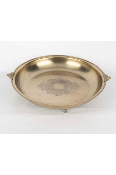 Mikasa Moor Brass Embroidered Round Tray 35X7Cm