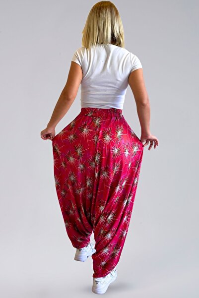 BNZ TEKSTİL Authentic Viscose Shalwar - Viscose Fabric Belmando Comfortable Fit Bohemian Authentic Style Women's Shalwar with Pockets