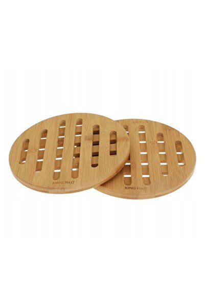 Kinghoff Hot pot stand, made of bamboo, round, set of 2 pieces 17.5x1.2 cm