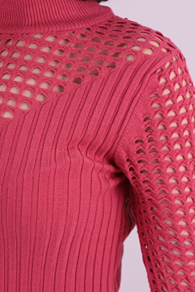 armonika Women's Pink Mock Neck Sleeves Collar Hole Knitwear Sweater Arm-26K136060