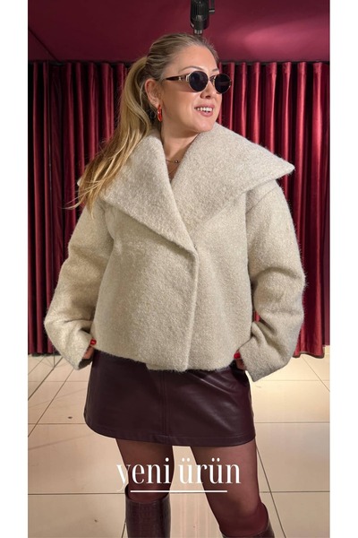 Serpirella Butik Palton scurt cu guler șal lat