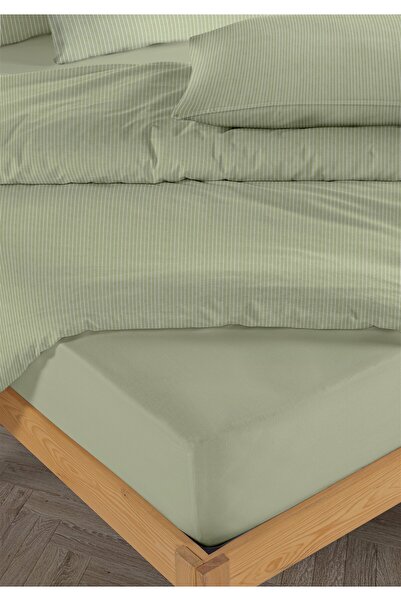 Monolisse Line 100% Cotton Ranforce Akay Green Yarn Dyed Duvet Cover Set Single Size - 160X220 cm