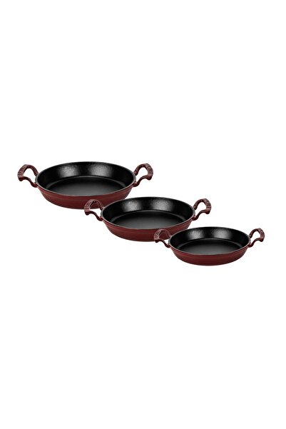 Lava Döküm Bordo 3’lü Sahan Seti (16-20-24 cm) – Şef Kalitesinde Lezzet ve Şıklık Bir Arada-Bordo