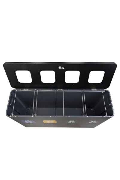 Powerx Waste bin for selective collection 4x60l, paper, plastic, glass, mixed waste, anthracite grey,