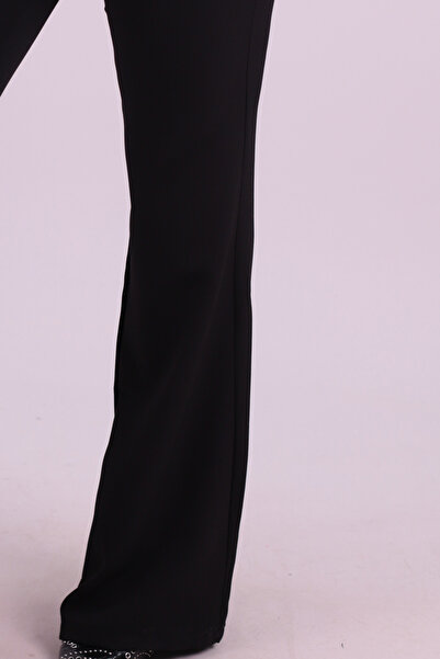 armonika Women's Black High Waist Flared Fabric Trousers Arm-26K136078