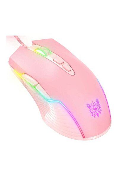 Yailla Onikuma CW905 6400 DPI Wired Gaming Mouse 7 Buttons Design RGB Pink