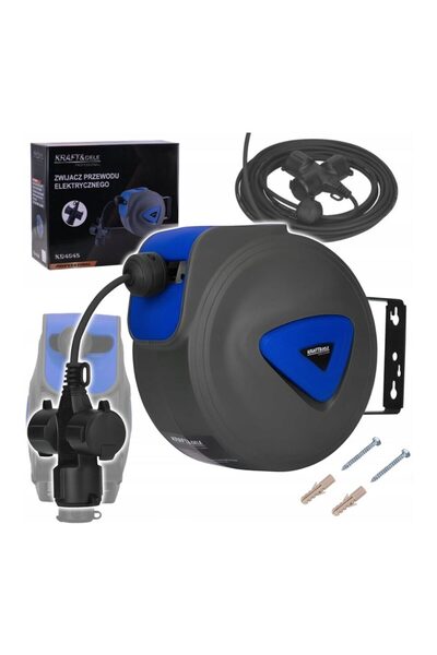 Kraft Electrical extension cable with automatic retractable drum, 10m, 3 x 1.5 mm,