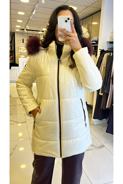 Vosse Trenç Ekru Kapüşonlu Kapütone Mont