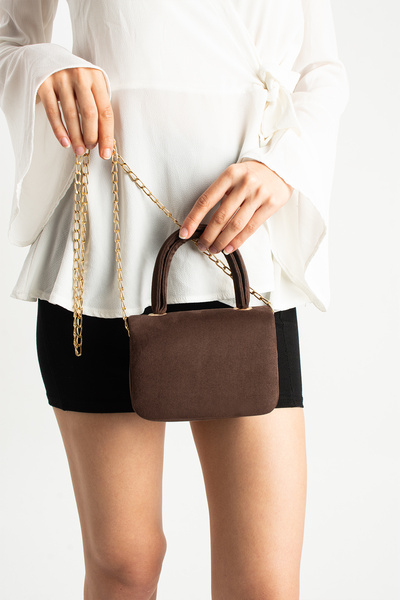 Adox Çanta Kai̇ Model Suede Brown Women's Hand and Shoulder Bag