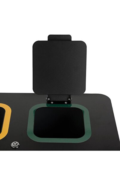 Powerx Trash can lid with hinge and handle, galvanized steel, matte black,