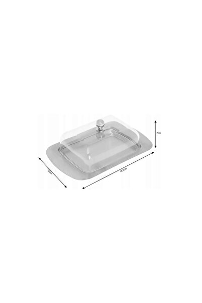 Kinghoff Stainless steel tray, with transparent lid, for butter, 19x12x7cm,