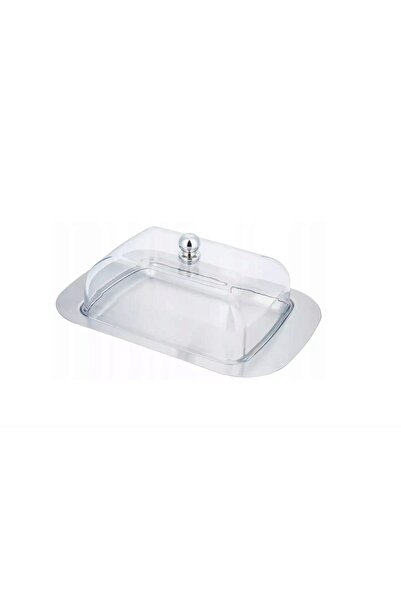 Kinghoff Stainless steel tray, with transparent lid, for butter, 19x12x7cm,