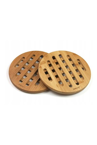 Kinghoff Hot pot stand, made of bamboo, round, set of 2 pieces 17.5x1.2 cm