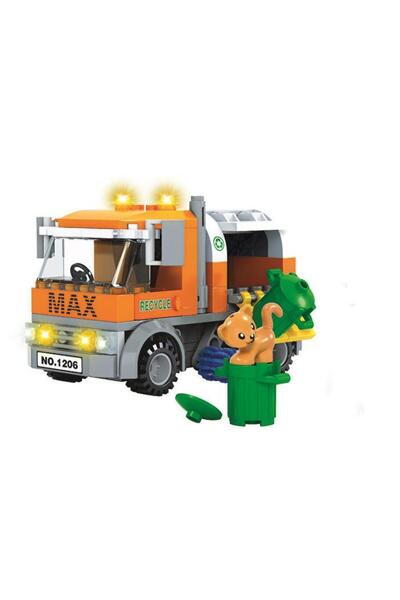 hak-iş oyuncak City Series Garbage Truck Set – 161 Piece Recycling Vehicle Building Game