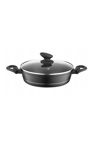 Florentyna Forged aluminum low pot with lid, 28cm, 3.5L, black non-stick coat...