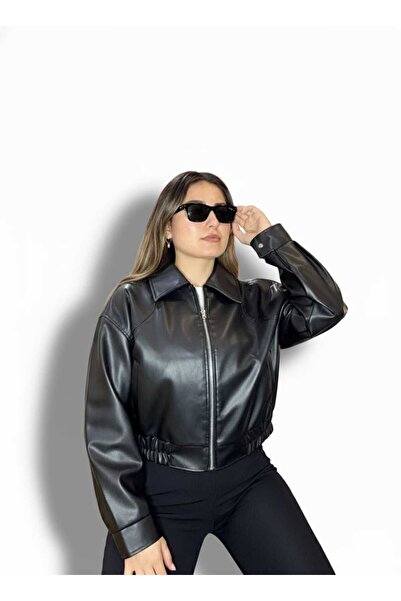 derrymore سترة جلدية نسائية قصيرة على طراز البومبر