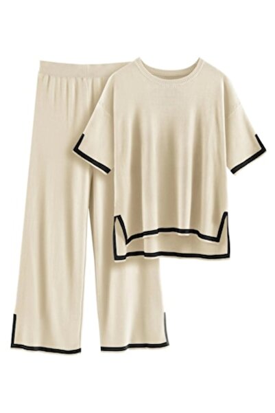 OEM RITOSTA Women's Knitted Tracksuit, Two-piece Sport Set, Cream, M INTL