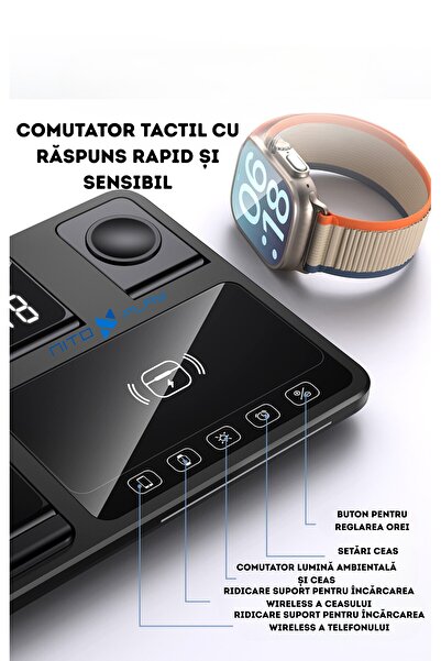 NITOPLAY Nitoplay® R11 Wireless Charger, 4 in 1 Fast Charging 15W, Foldable Electric, Samsung, Apple