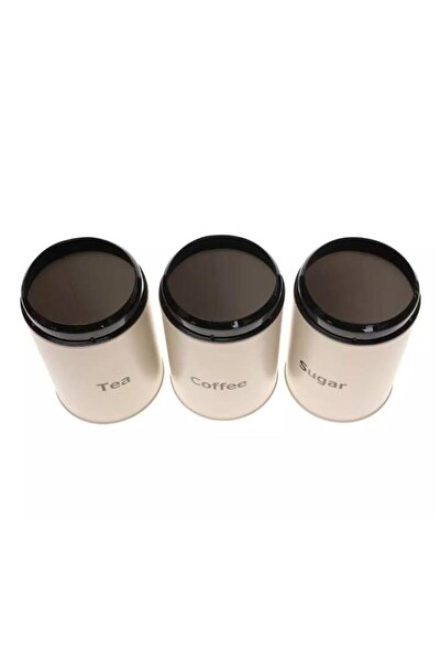 Klausberg Set of 3 containers for coffee, tea, sugar, stainless steel, beige,