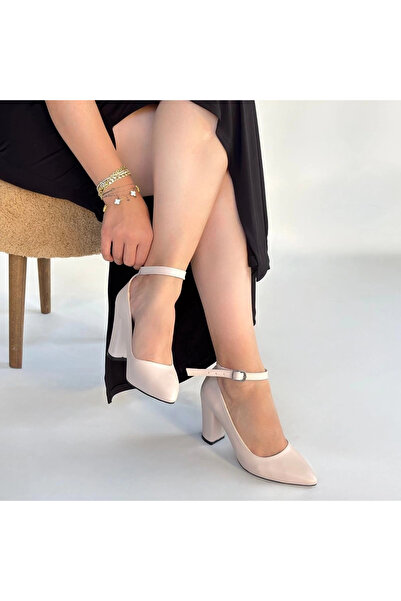 meSga butik Rity Beige Leather Heeled Shoes