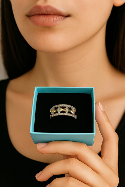 eternatakı خاتم أنيق مرصع بالأحجار الكريمة مع تفاصيل ذهبية لامعة