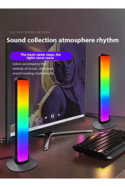 Generic 2-piece RGB ambient lights, LED, Bluetooth, USB, suitable for office/home/gaming/desktop touch use